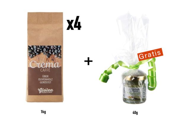 Caffé "Crema" Vorratspack 4 x 1 Kg Kaffeebohnen - Giolea